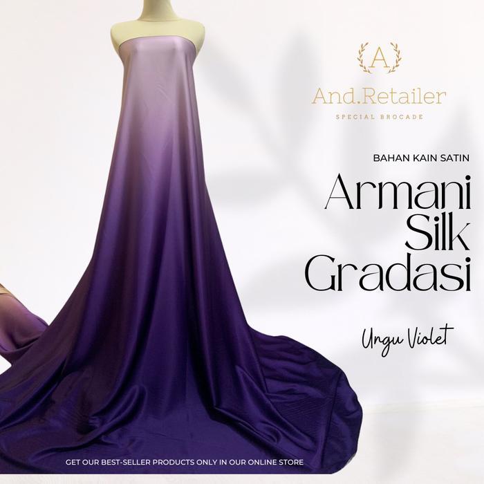 Kain Satin Armanii Silk Gradasi Ombre Warna Ungu Violet