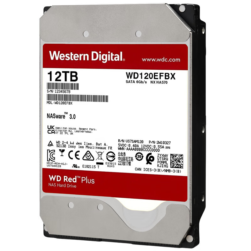 Terbaik WD Red Plus 12TB HDD Nas Internal Hard Drive Disk 3.5" HD 7200RPM SATAIII 6Gb/s Harddisk for