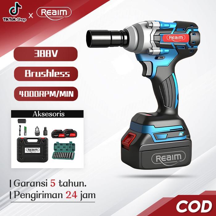 New Impact Wrench Brushless 388V bor impact 2 baterai cordless mesin pembuka baut ban bor mesin