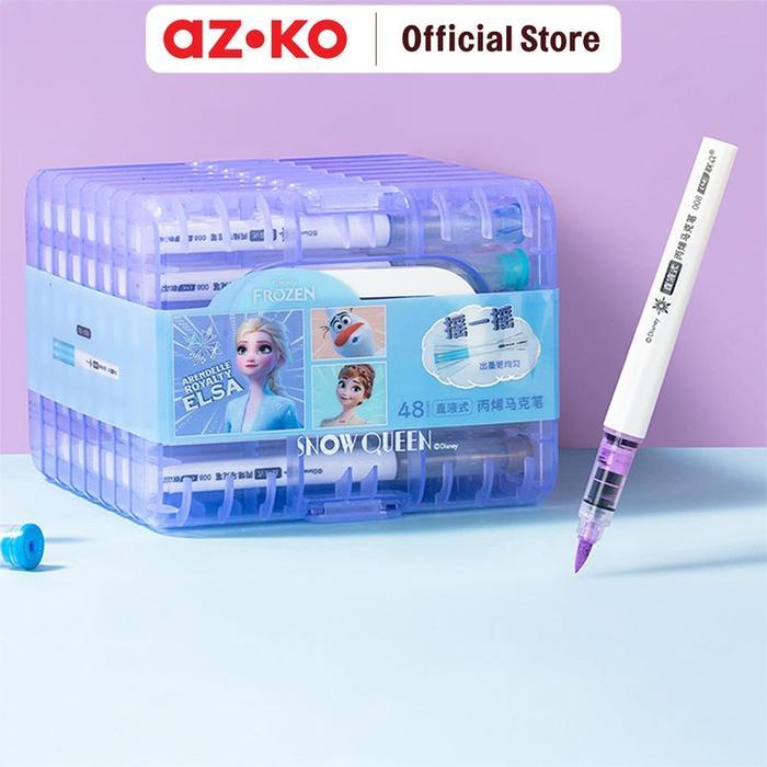 AZKO Ataru Set 48 Pcs Spidol Polymark Frozen - Biru Pena Ballpoint Pen Bolpoin Alat Tulis Lucu
