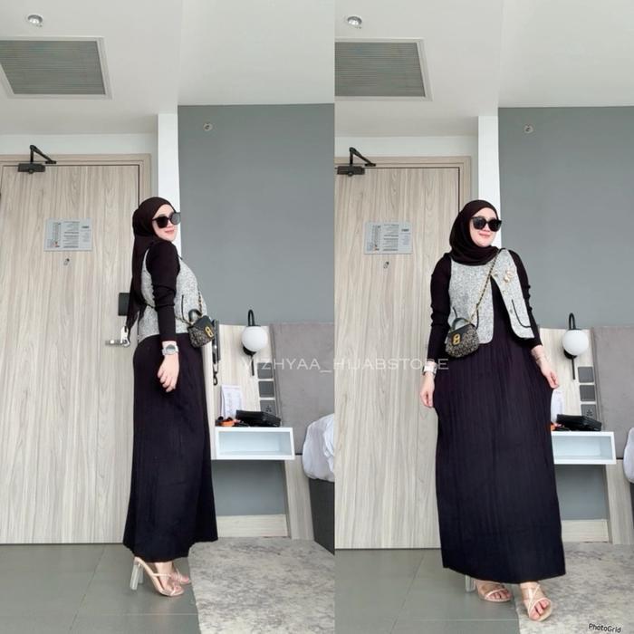 "New" Vizhyaa_hijabstore ASYIFAH DRESS Pakaian Muslim Wanita / dress set inner dan vest