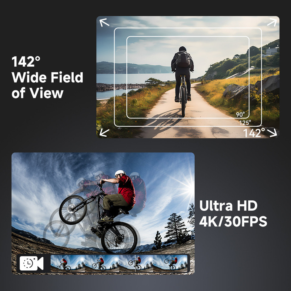 SVBONY SVGo3 Action Camera 4K30 Waterproof Dual LCD Screens Sports Camera with Quick Release Mount