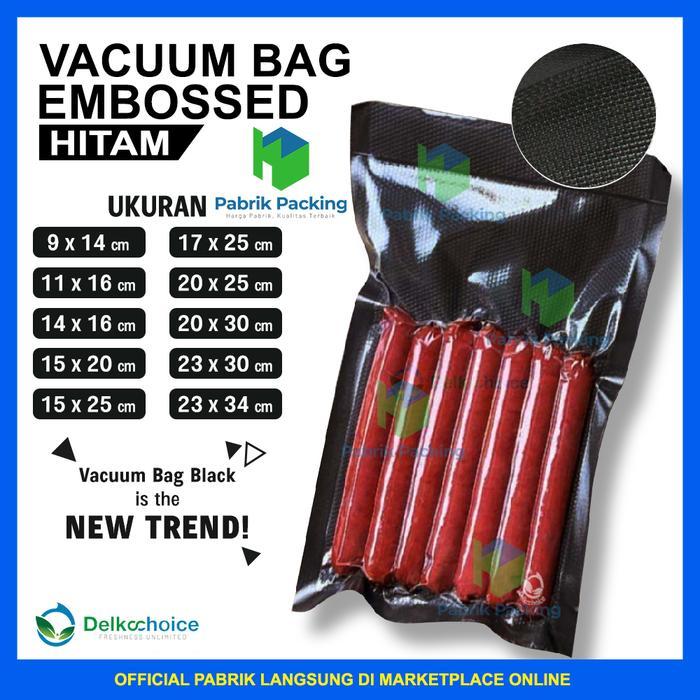 PLASTIK VACUUM VACUM EMBOS EMBOSS EMBOSSED DELKOCHOICE HITAM SATUAN