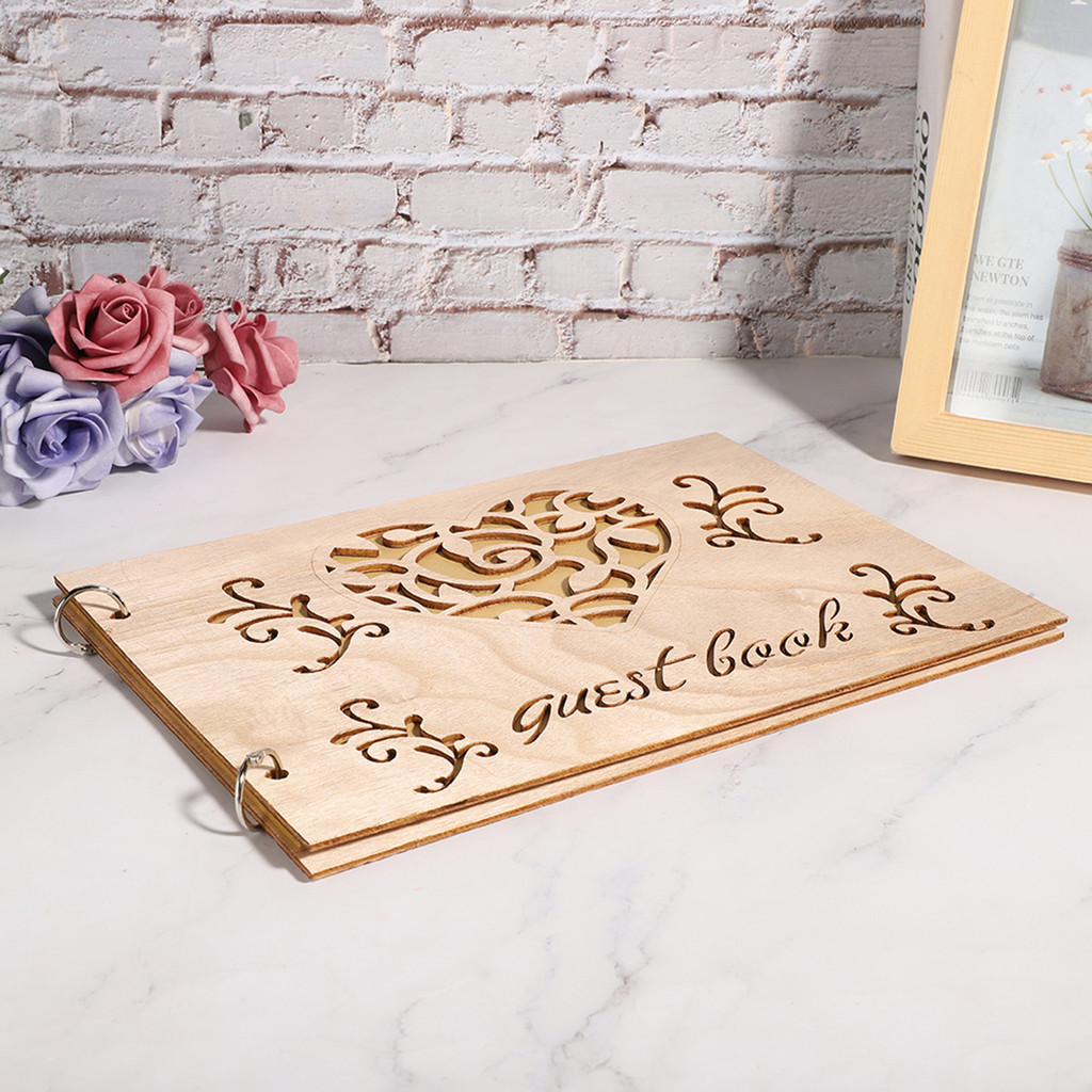 Guest Book Wedding Guest Album Wedding Supply Wooden Wedding Guest Book Album Message Notebook for
