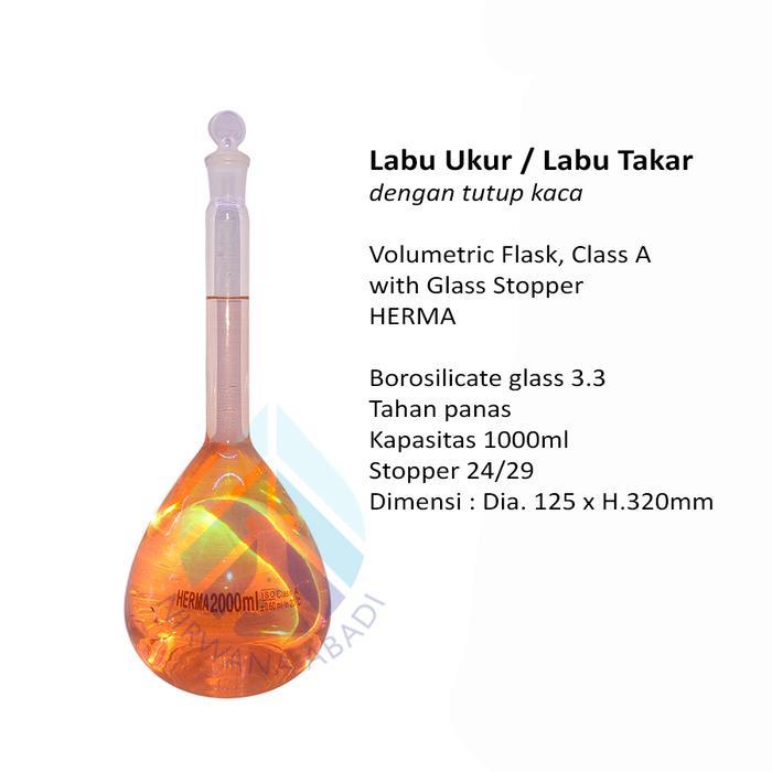 JTTOP" LABU UKUR 250ML HERMA KLAS A TUTUP KACA, VOLUMETRIC FLASK CLASS A GLASS STOPPER