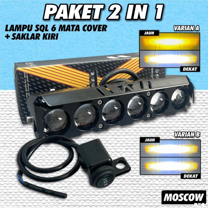 Paket 2 In 1 Lampu Tembak Sql 6 Mata Lampu Sorot Projie Mini Dc 12Volt 80 Volt Super Terang Bahan
