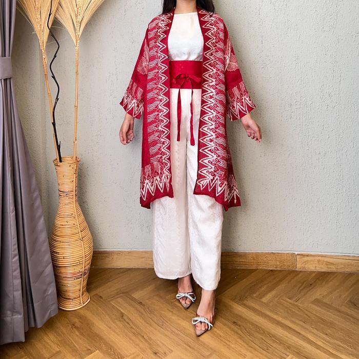 Lausboutique-Outer Button-Seri Merah Putih-Outer Batik