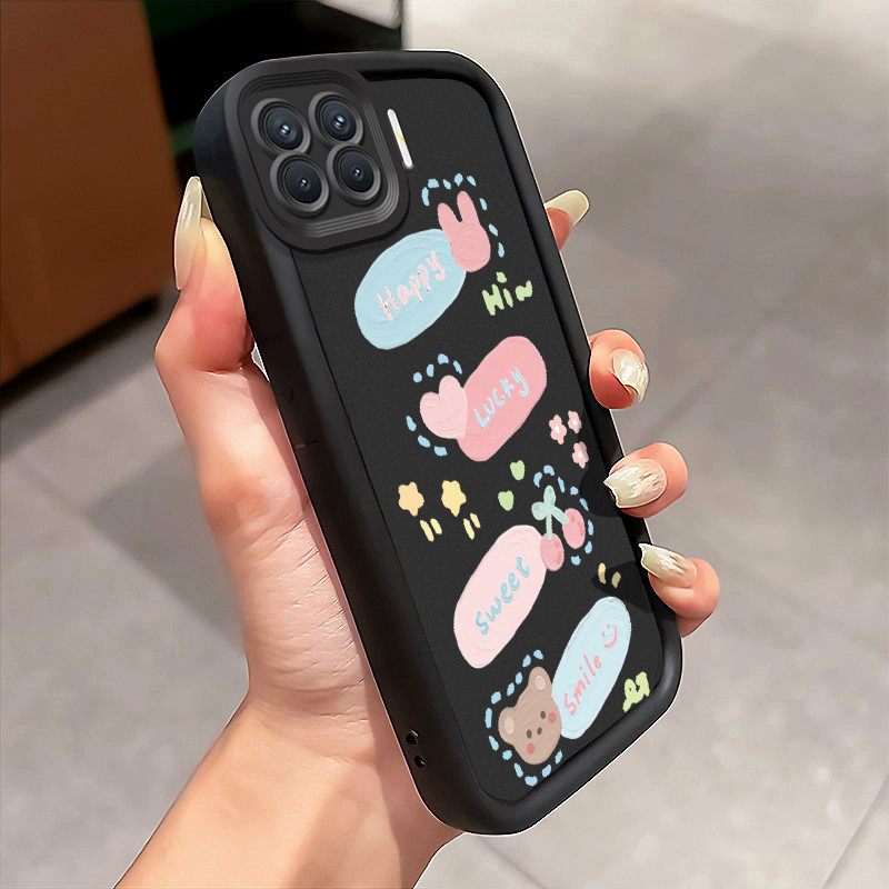 Casing Hp OPPO A93 F17 Pro OPPO Reno 4F Reno 4 Lite Case Kartu Ucapan Kartun Gaya lukisan Kasing sil