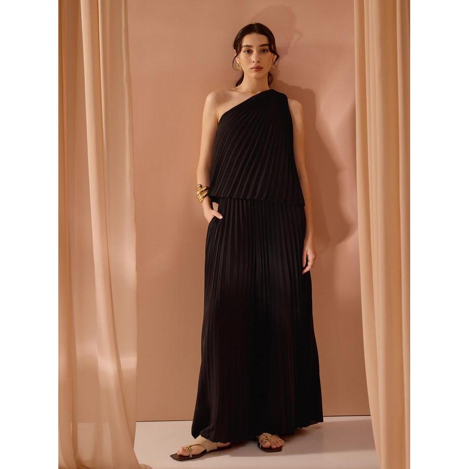 Love Bonito - Atasan Wanita - Wei Sunray Pleated Toga Top - Black