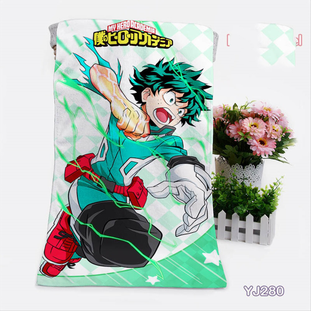 Anime My Hero Academia Handuk Mandi Kustom Sapu Tangan Handuk Wajah Lembut Kartun Kain Lap Tekstil R