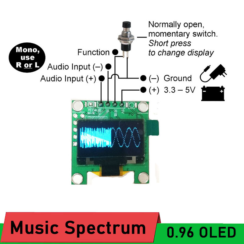 Mini 0.96 "OLED Musik Tampilan Spektrum Analyzer mp3 power Amplifier Audio Indikator Tingkat irama m