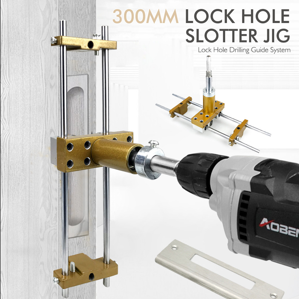Wooden Door Lock Hole Opener Kit Lock Mortiser Slotter Jig Key Hole Drilling Guide Installation Lock