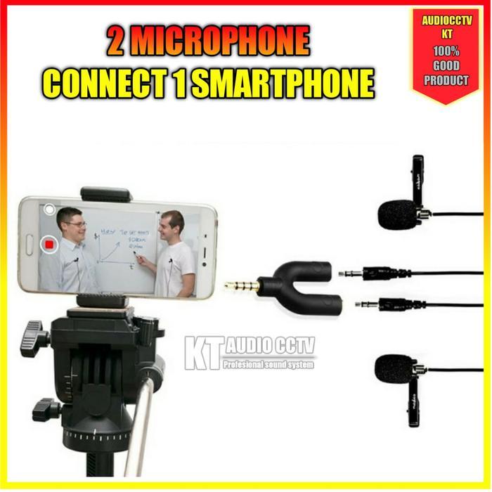 SALE splitter 2 dual mic microphone mic to mic audio podcast TERMURAH