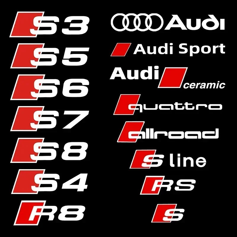 6PCS Heat Resistance Waterproof Vinyl Film Car Sticker for Audi Sport A4 B7 B8 B9 A3 8P 8V 8L A5 A6
