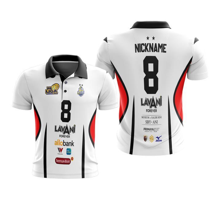 DISKON Baju Wangky Kaos Jersey Voli Lavani Proliga 2024 Putih Volley B Custom Full Printing READY