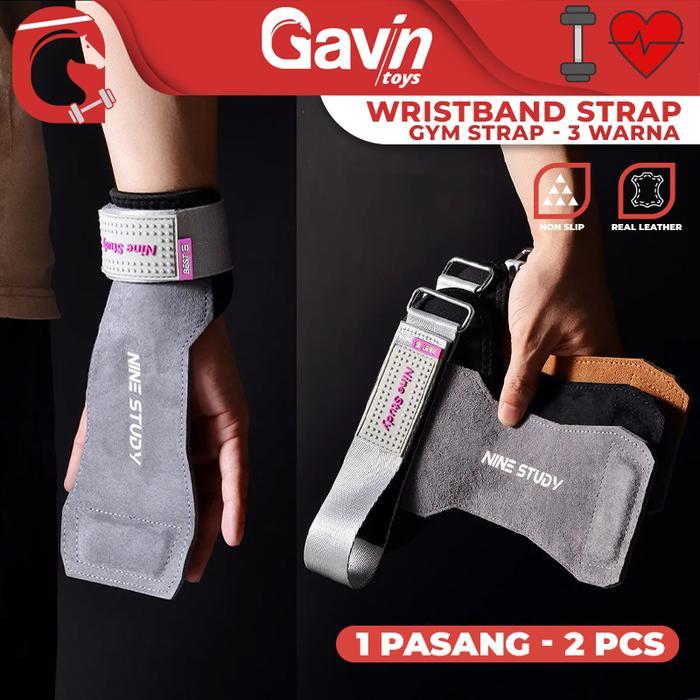 Gym Strap Kulit - Gym Leather Hand Strap Anti Slip - Hand Protector Fitness - Nine Study