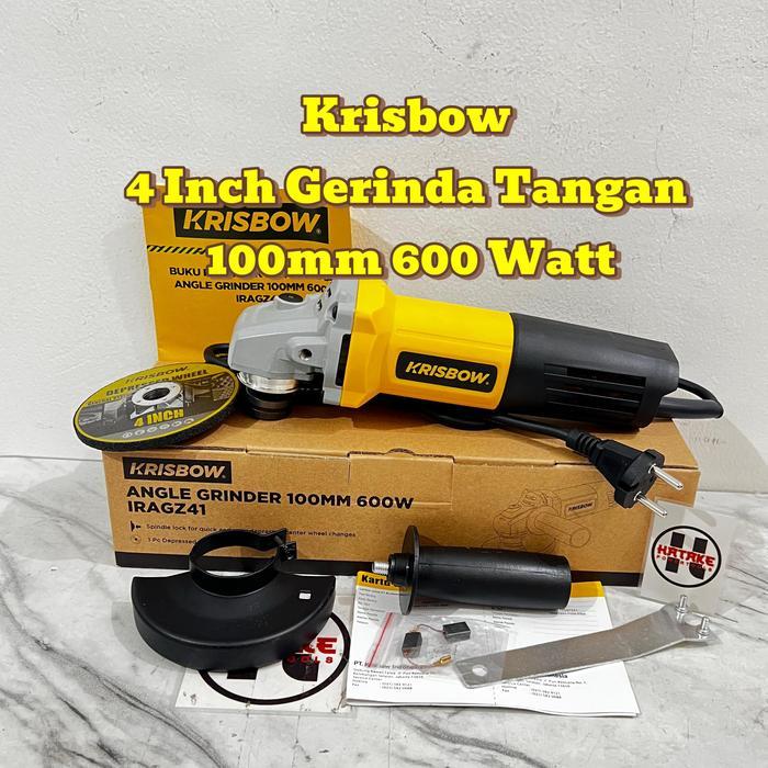 Krisbow - Iragz41 Original Gerinda Tangan / Angle Grinder 4 Inch Gerinda Tangan 100Mm 600 Watt