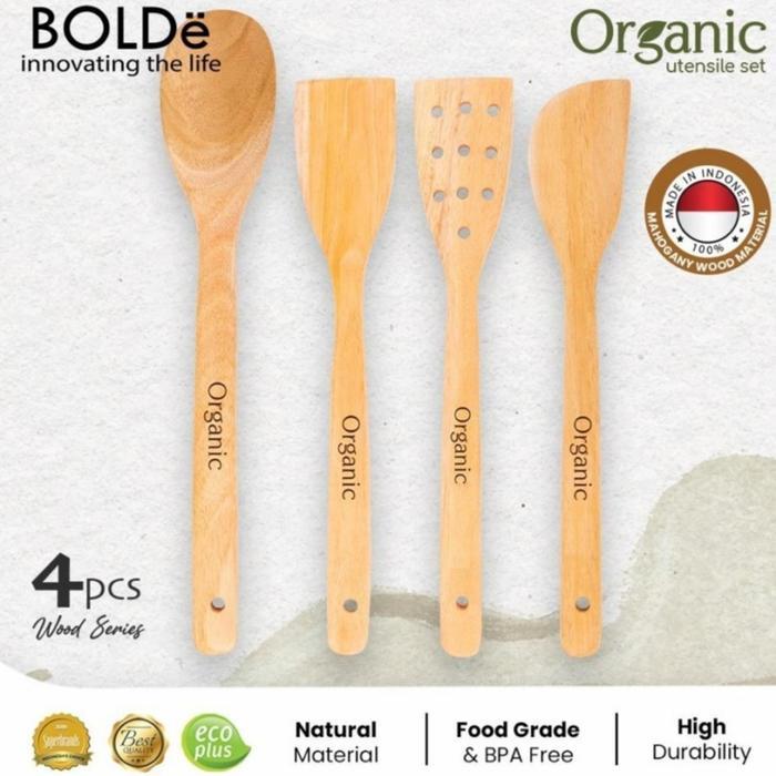 Bolde Organic Utensile Set Wood Series Set Alat Masak Kayu 4 Pcs