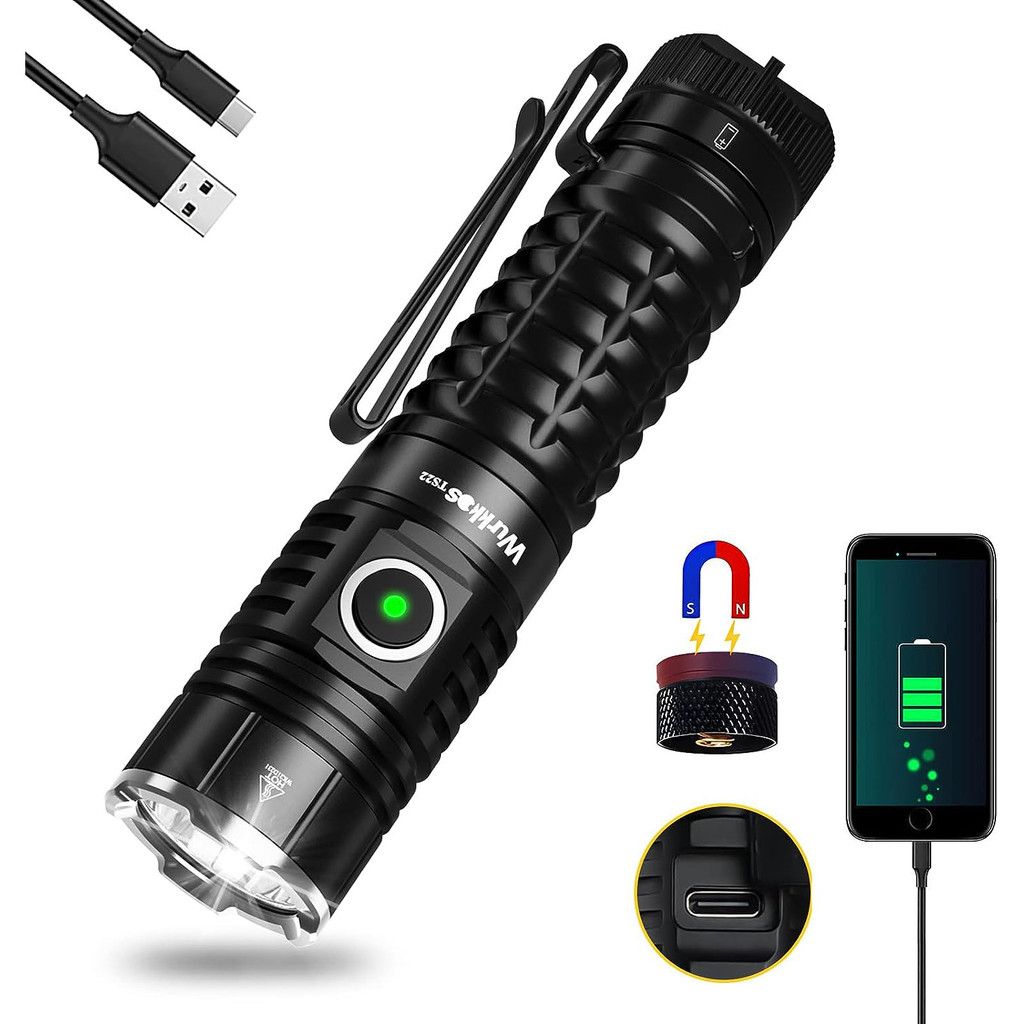 Wurkkos-TS22 Rechargeable 21700 Flashlight XHP70.2 Powerful 4500LM IP68 Torch with Magnet Tail & Rev