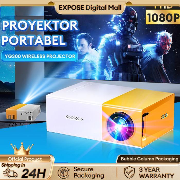 Expose Proyektor Mini YG300 Portable Home Theater LCD LED 30000 Jam Lampu 400-600 Lumens 800:1