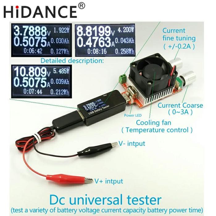 Tester baterai DC universal 18650 lithium nimh-usb tester multimeter