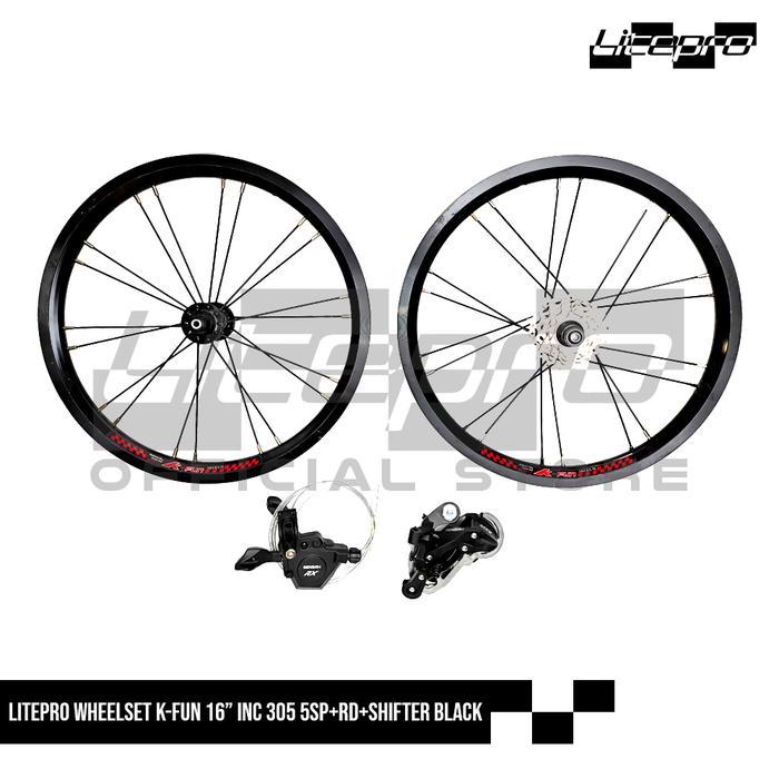 Termurah LITEPRO WHEELSET K-FUN 16" 305 5SP+RD+SHIFTER BLACK