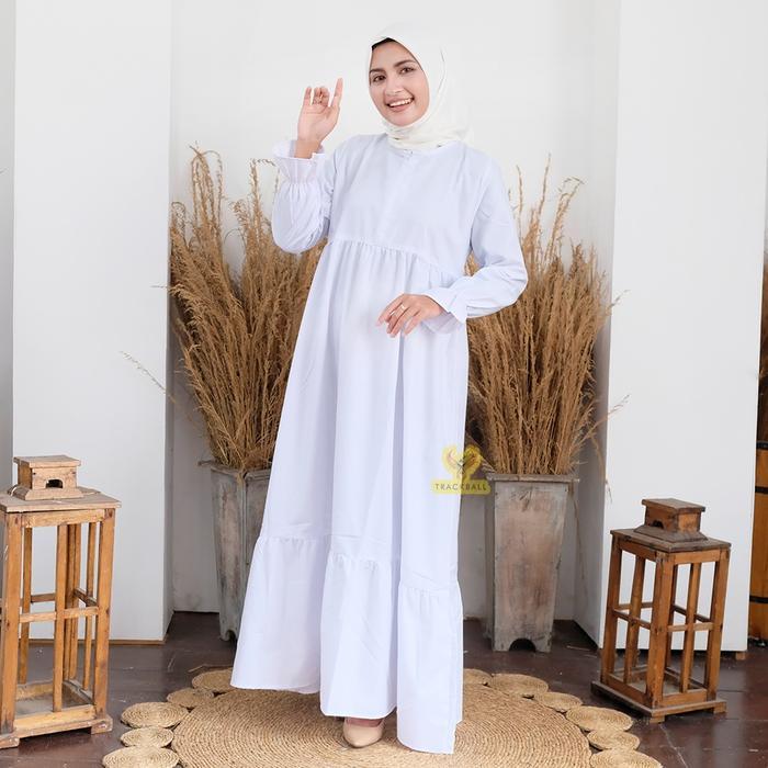 TERLARIS Attarsyah gamis putih elegan simple lebaran 2025 Muslim Wanita Baju Dewasa Remaja Dress