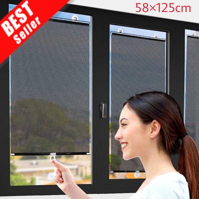 Roller Blind Tirai Penutup Jendela Kaca Tempel Gorden Rumah Kantor