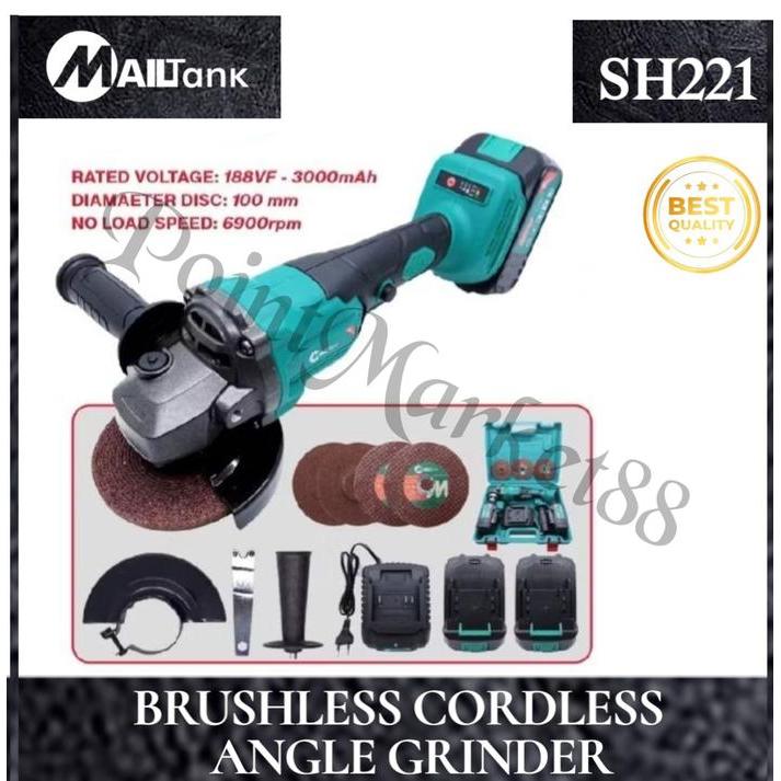 MAILTANK SH221 / Gerinda Baterai Brushles 188VF Cordless Angle Grinder 6900rpm Mesin gerinda Baterai