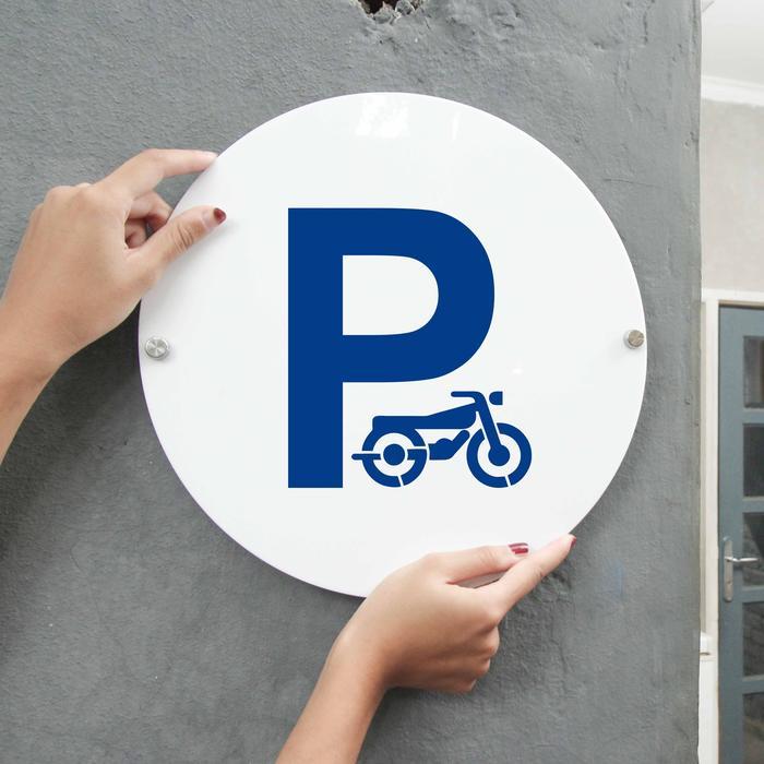 Wall Sign Akrilik Lingkaran 30 Cm Stiker Reflektif - Parkir Motor