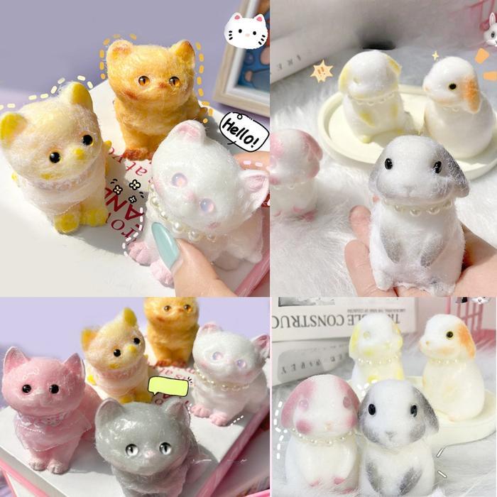 Taba Squishy Pearl Cathy Bunny Kucing Kelinci Kalung Mutiara Relief Toy Squishy Mainan Pencet Anti