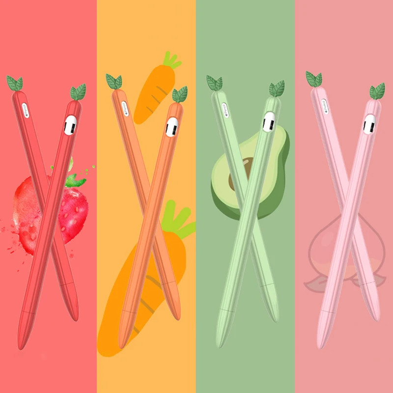 Cute Fruits Silicone Pencil Case For Apple Pencil 1St 2Nd Gen Tablet Touch Stylus Pouch Portable
