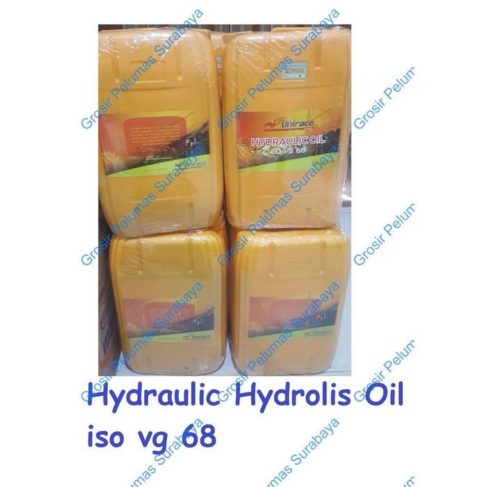 UNIRACE HYDRAULIC OIL 68 OLI SAE 10 JERIGEN 20 QUART HYDROLIK HYDROLIC HIDROLIK HYDROLIS HIDROLIS
