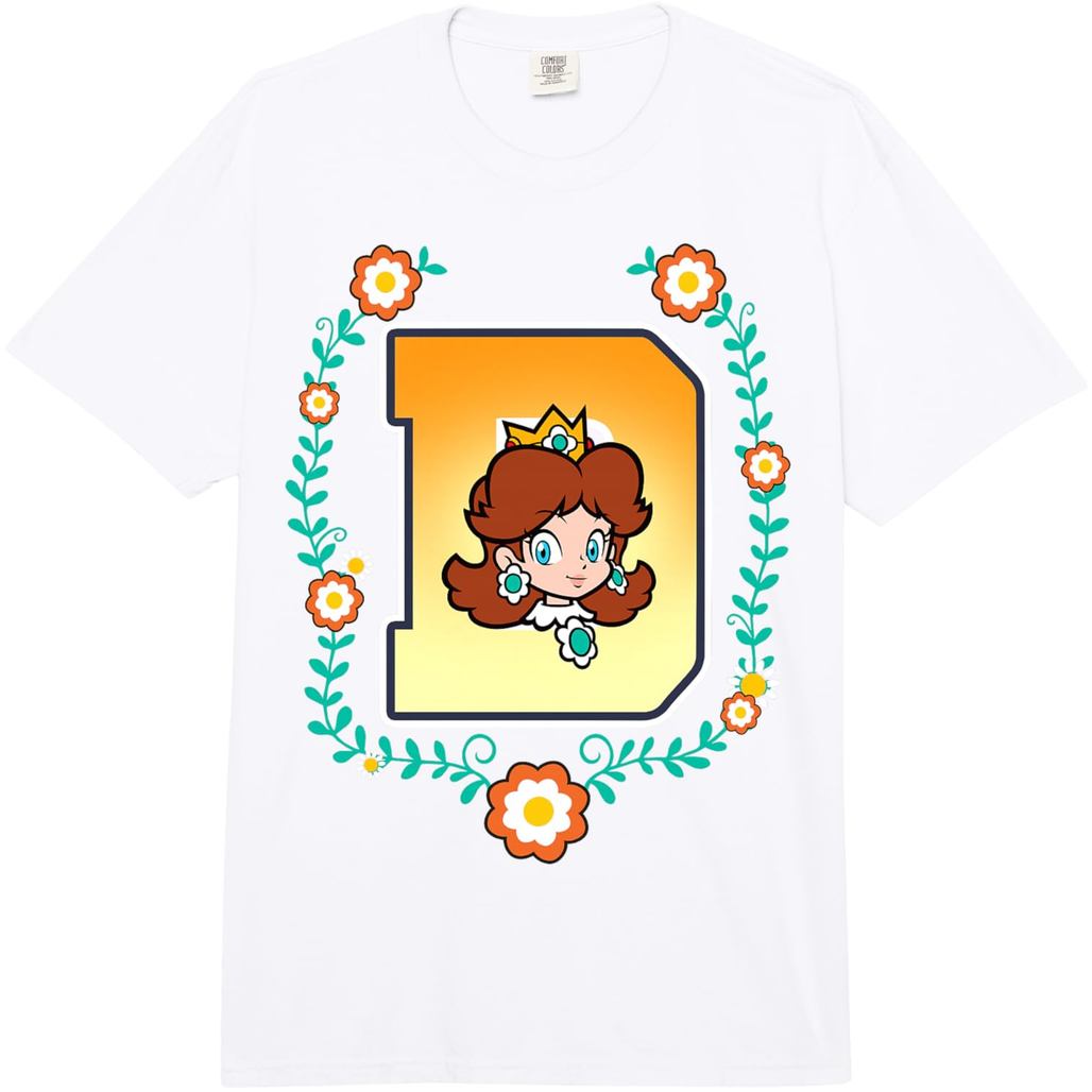 Amber's Kaos Anak dan Dewasa 24s Super Mario Princess Daisy University Letter Portrait Logo Comfort 