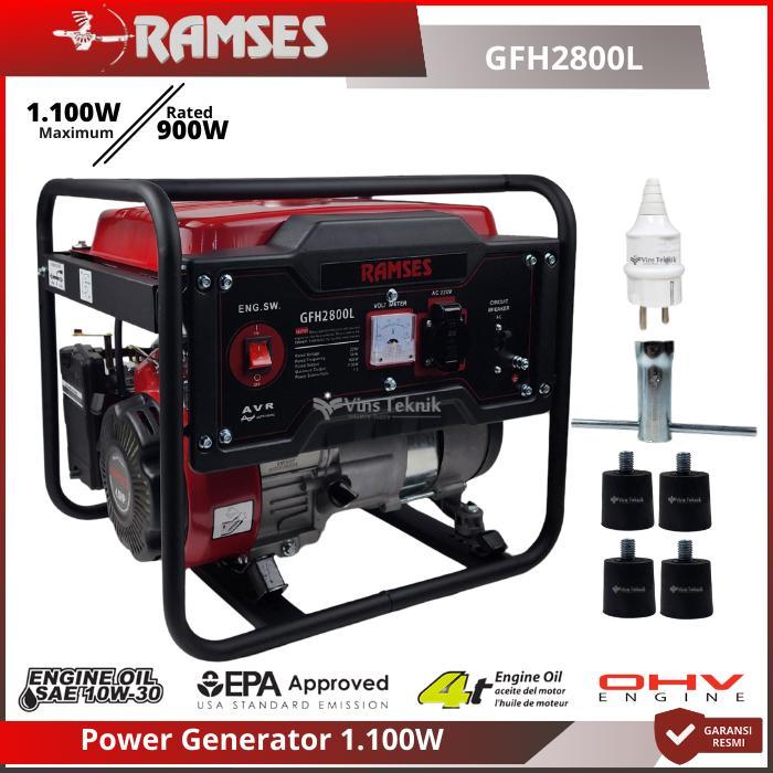RAMSES GFH2800L Mesin Genset Bensin 1.100Watt Power Generator Set 4HP GFH 2800