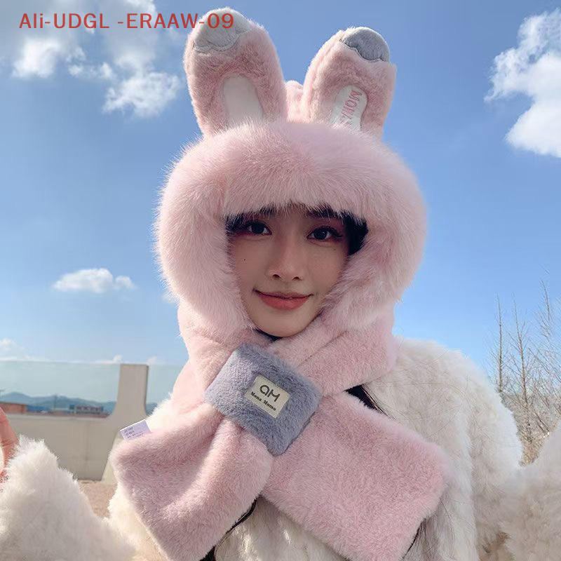 1Pc Bunny Ear Hat And Scarf For Women Winter Style Cute Thick Warm Ear-Protecting Lei Feng Hat