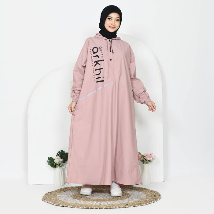 jas hujan gamis muslimah jumbo PVC semi karet premium