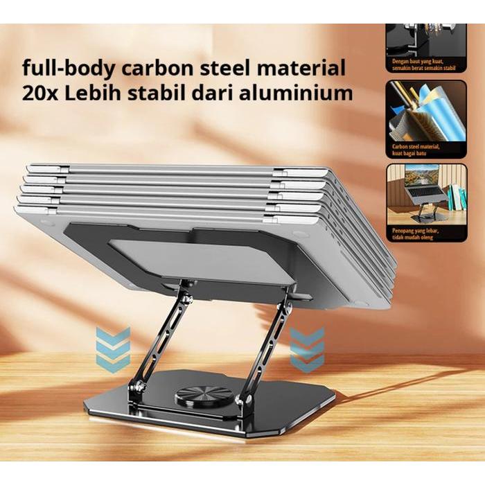 (Freeitem) Stand Laptop Metal Dudukan Laptop Stand Holder Foldable 360DegreeRotation Populer