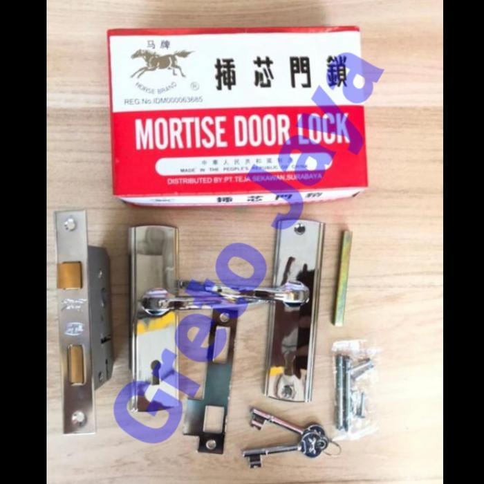 ( Kuda Kecil ) Kunci Pintu Kayu Merk Kuda Asli Set Mortise Door Lock