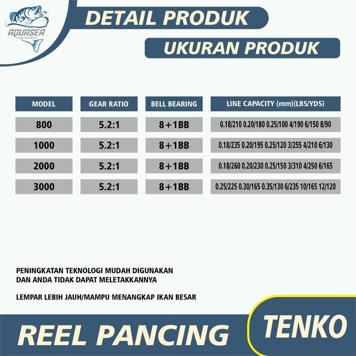 Aquasea Reel Pancing Tenko Spinning Katrol Kerekan Aluminium Reel Fishing
