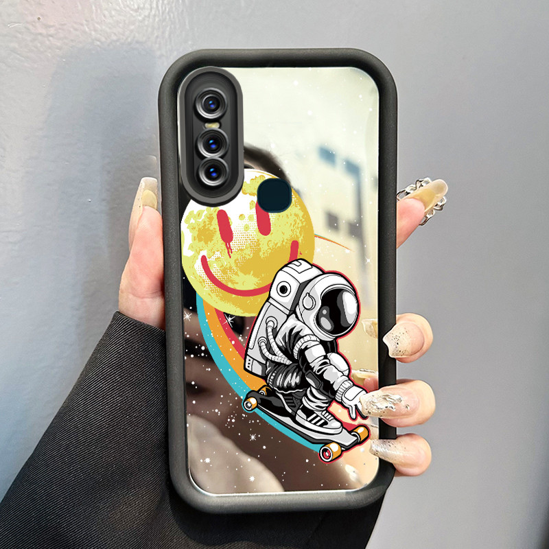 Casing Hp Untuk VIVO V15 Case astronot NASA Kesing cermin Kasing Silikon Softcase Mirror Cesing Seri
