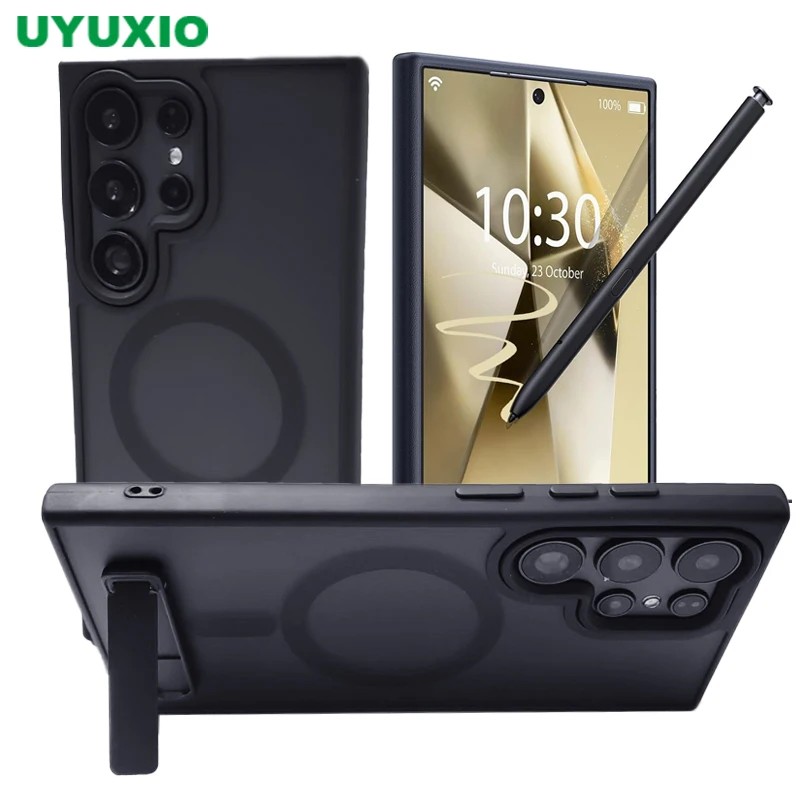 Uyuxio Magnetic Mobile Phone Case With Kickstand For Galaxy S26 S25 S24 S23 Ultra Fe S22 Plus Stand