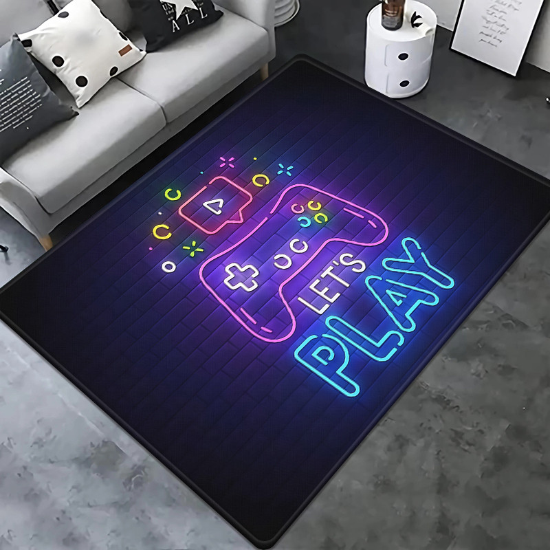 Gaming Esports Geometric Controller Pattern Carpet Mat for Boys Bedroom Gaming large rug for Living