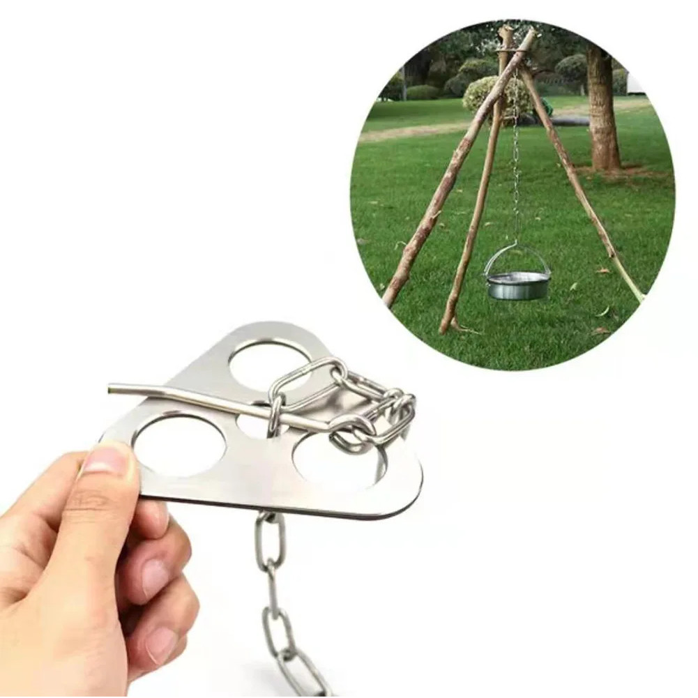 Portable Camping Gear And Equipment Detachable Outdoor Barbecue Tri Hanging Rack Campfire Cooking