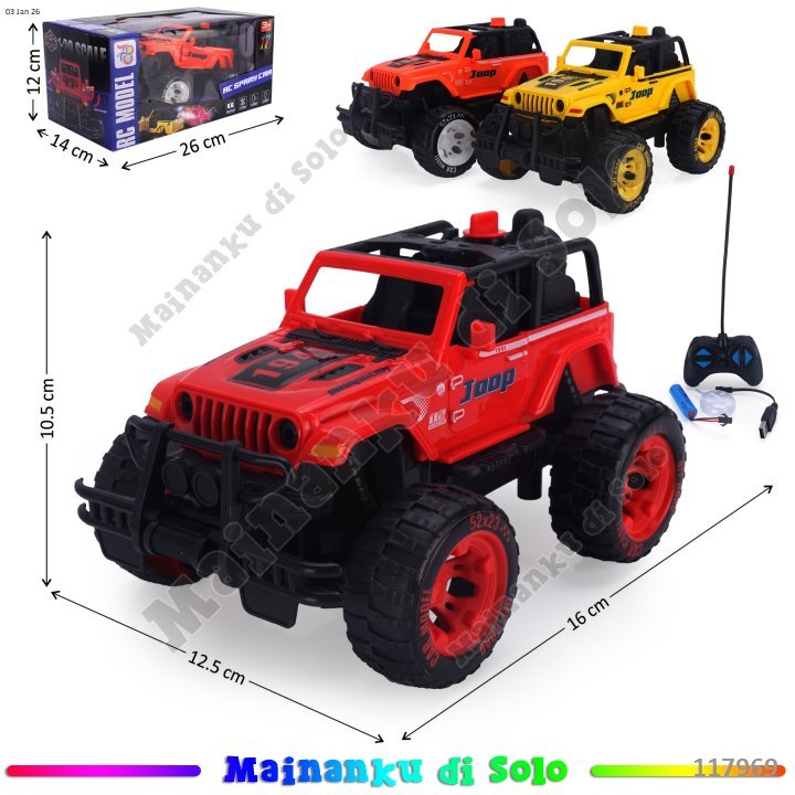 [Bonanza] Remote Control R/C Mobil Jeep 1:20 Charge 1pcs RANDOM WARNA Kabel Charge Asap Lampu RC Mod