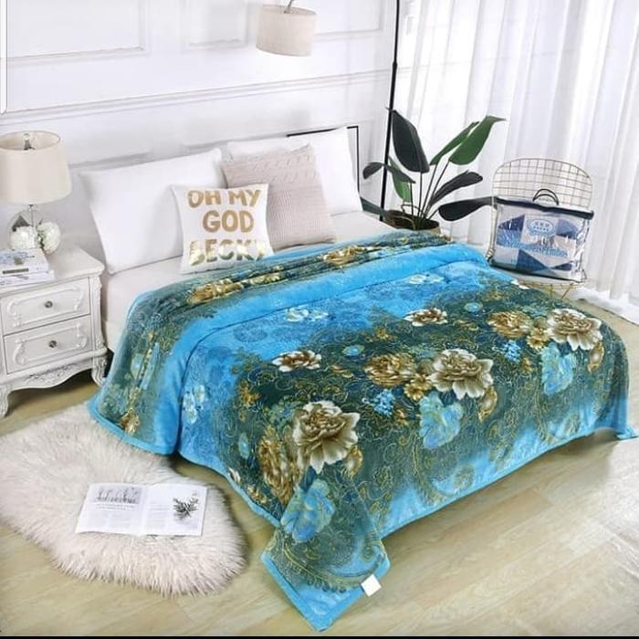 TERMURAH selimut bulu tebal motif bunga embos - 200*220 READY STOCK