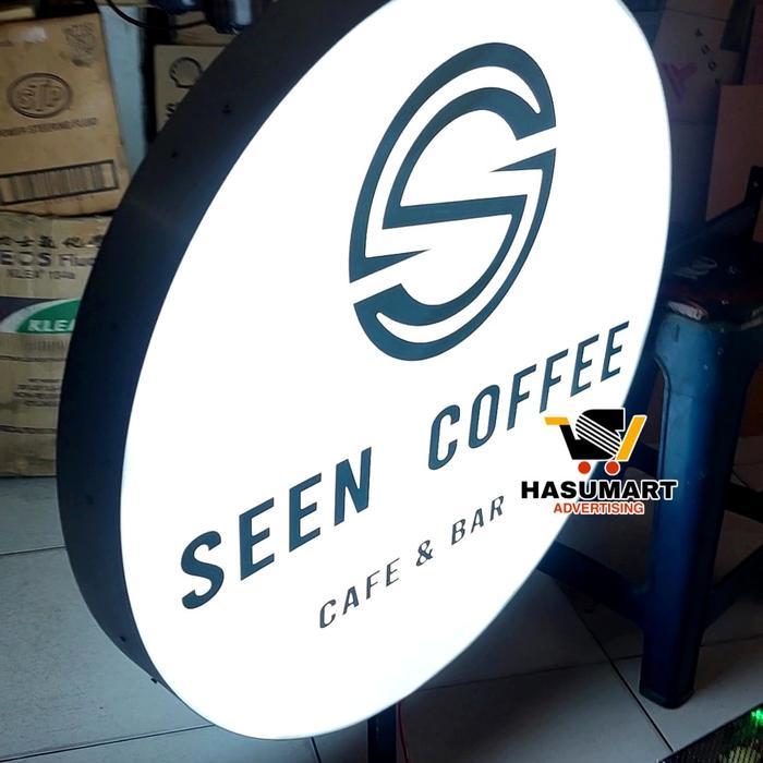 Neon Box Lingkaran 80Cm Custom (Neonbox, Lampu Neon, Plang, Banner)