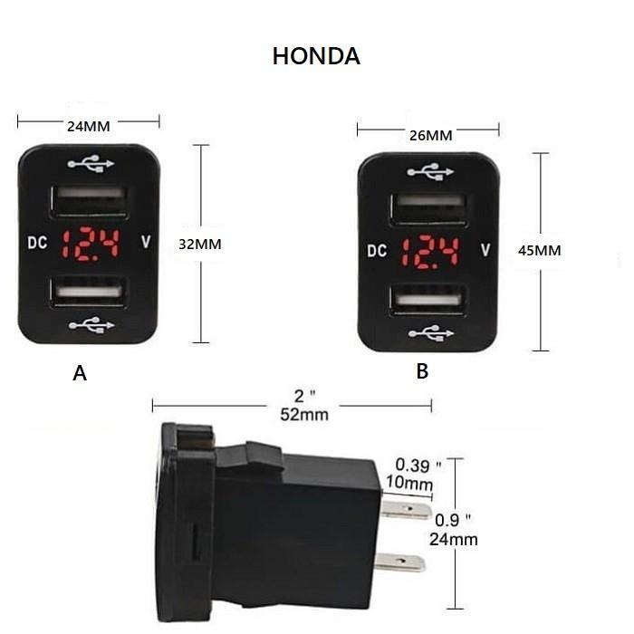 CHARGER VOLT HONDA CAR CHARGER MOBIL USB SLOT VOLT METER AKI
