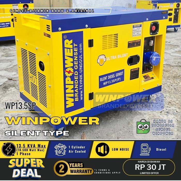 Genset Silent Diesel Winpower 10000 Watt 1 Phase 13,5 KVA Jenset BBM Solar 10.500 Watt Max