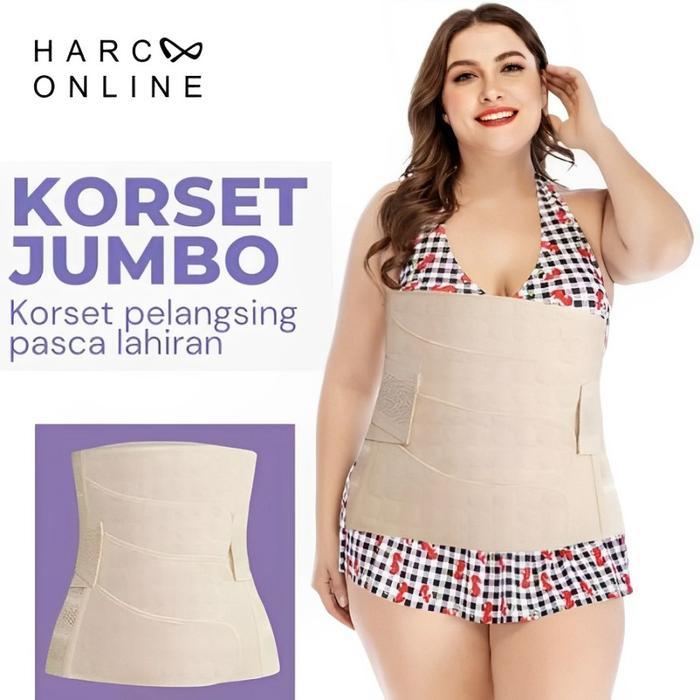ASLI HARCOO ONLINE - Korset Pelangsing Pasca Melahirkan 4 Perekat Ukuran JUMBO - Korset Perut Buncit